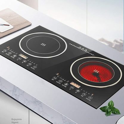 Portable Double Induction Cooktop Touch Electric Induction Cooker Cooktop -2400W/2600W Digital Countertop Burner Black (1200W Induction Cooker+1200W Induction Cooker)