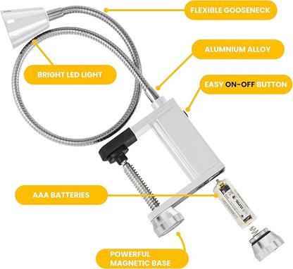 BBQ Grill Lights Magnetic Base Super-Bright LED Lights-360 Degree Flexible Gooseneck, Weather Resistant, Task Lighting Barbecue Grilling Gifts for Men Dad Husband (Silver, 2 Pack)