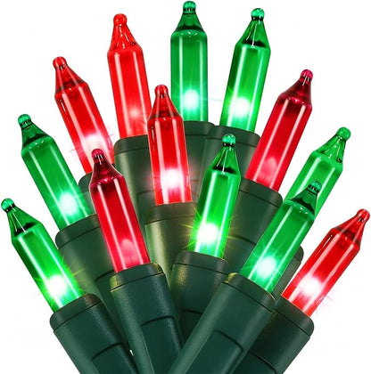 Red&Green Christmas String Lights, 100 Count Incandescent Mini Lights | Connectable Xmas Tree Light for Indoor Outdoor Garland Birthday Holiday Wedding Festival Party