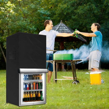 Outdoor Refrigerator Cover Outdoor Dustproof Freezer Covers for Protecting Upright Freezers/Beverage Refrigerator Compact 5-7.5 Cubic Foot Freezer (Black, 23" x 23"x 56")