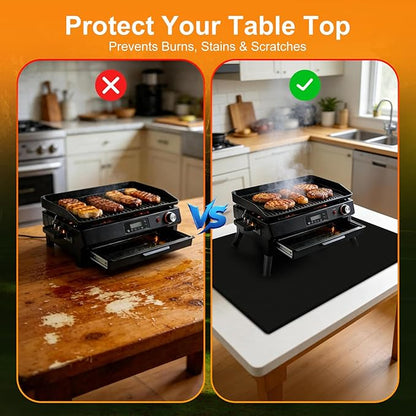 LETITIN Under Grill Mat for Outdoor Grill & Fire Pit, Black, Fireproof & Heat Resistant Fiberglass, Waterproof, Oil-Proof (24x31 Inch)