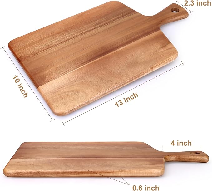 Acacia Wood Cutting Board with Handle Best Cheese for Charcuterie Board Kitchen Wooden Chopping Block for Meat Vegetable Bread Fruit Serving Board Wood Butcher Block Carving Board, 17" X 10"