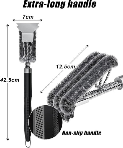 Grill Brush and Scraper, Adjustable Handle BBQ Grill Brush for Outdoor Grill，Extra Strong BBQ Cleaner Accessories for Gas/Charcoal Grilling Grates