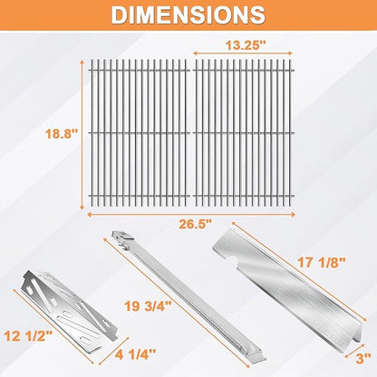 Grill Parts for Weber Genesis 2 GS4 Replacement 3 Burner Genesis II/II LX 300 & Genesis 300(2022 Y),Webber Flavorizer Bars 66032 67095,Grates 66095 66802,Heat Deflector 66685 66040 &Burner 67489 67490
