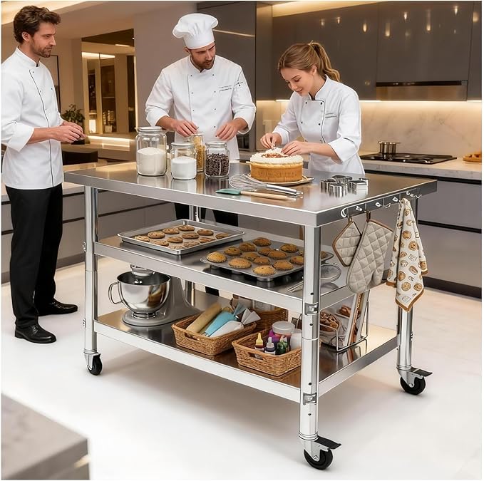 Stainless Steel Prep and Work Table with Wheels Kitchen,60x24in Multi-Size
