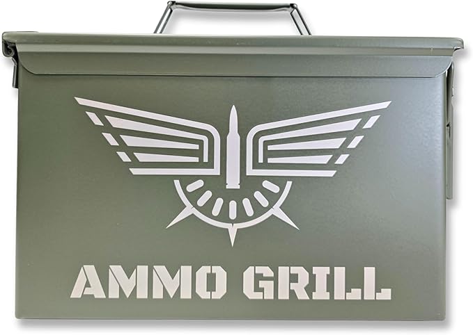 M2A1 Pro Lid Edition | 304 Stainless Steel Portable Charcoal Grill with 3 Grates, Silicone Mat, Cutting Board, Knife, Tongs/Spatula & Scraper