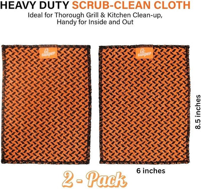 Proud Grill Q-Swiper Scrub-Clean Micro-Coated Grill Cleaning Cloth, 2 Pack | Large Non-Scratch Scrubbing Dish Cloths, Heavy-Duty Fiber Towel, Multipurpose Kitchen Cloth for BBQ & Cookware, Reusable