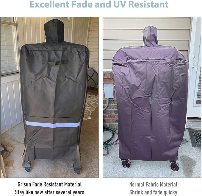 Grisun Vertical Pellet Smoker Cover for Pit Boss 4/5 Series, PBV4PS1, PBV4PS2, PBV5P1, PBV5PW1, 4 II Series PB10739, 600D Anti-Fade Waterproof 73550 Grill Cover for Pro Series 4 Smokers, Zipper Design