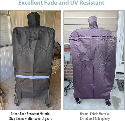 Grisun Vertical Pellet Smoker Cover for Pit Boss 4/5 Series, PBV4PS1, PBV4PS2, PBV5P1, PBV5PW1, 4 II Series PB10739, 600D Anti-Fade Waterproof 73550 Grill Cover for Pro Series 4 Smokers, Zipper Design