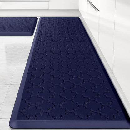 Kitchen Mat [2 PCS] Cushioned Anti-Fatigue Floor Mat Water Resistant Non-Skid Kitchen Mats and Rugs Ergonomic Comfort Foam Kitchen Rugs Standing Mat for Floor Office Sink (Blue,20"x30"+20"x60")