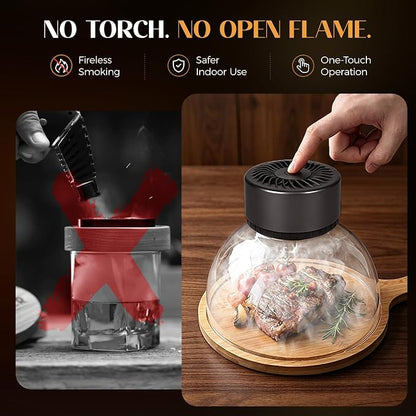 Umimile Electric Cocktail Smoker Kit, USB-C Rechargeable Torch-Free Whiskey Smoker for Cocktails and Food, Adjustable Smoke Control, Glass Cover, Wood Tray, 6 Wood Chips (5.91 inches)