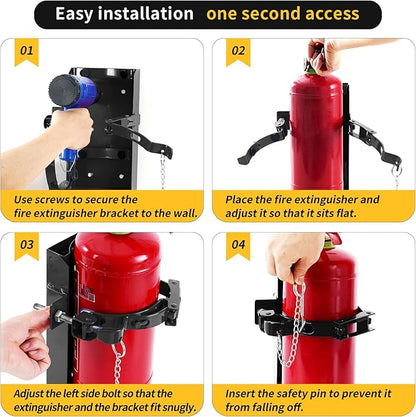 𝙐𝙥𝙜𝙧𝙖𝙙𝙚 Heavy Duty Fire Extinguisher Bracket，Wall Mount Fire Extinguisher Holder-St12 Steel, Fit 30 lb Dry/20 lb CO2 Extinguisher for School Boat Truck Replace amerex 811, 3-Yr Service