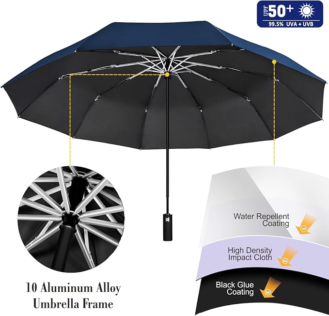 XLINGZA UPF 50+ Beach Umbrella with Adjustable Universal Clamp