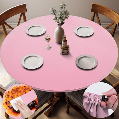 opstellen Fitted Round Tablecloth Wipeable Table Cloths Vinyl Indoor Outdoor Circle Covers for 36-44inch Table Dining Living Room Home Must Haves Gifts Summer Fall Patio Picnic Camping Garden Stuff