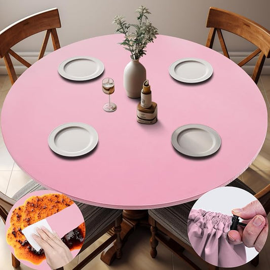 opstellen Fitted Round Tablecloth Wipeable Table Cloths Vinyl Indoor Outdoor Circle Covers for 36-44inch Table Dining Living Room Home Must Haves Gifts Summer Fall Patio Picnic Camping Garden Stuff