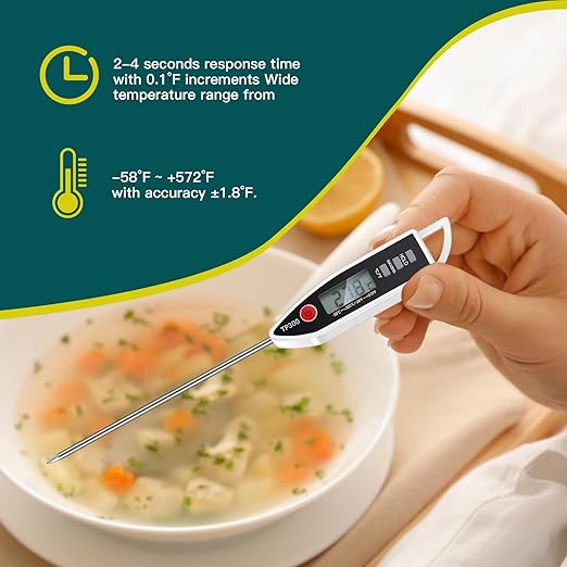 Copkim 12 Set Waterproof Food Thermometer for Water, Liquid, Candle and Cooking Digital Meat Thermometer with Long Probe Instant Read for Kitchen BBQ Grill Candy (White)