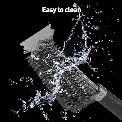 Grill Brush & Scraper BBQ Brush for Grill, 18" Stainless Steel Woven Wire 3 in 1 Bristles Grill Cleaning Brush with Bottle Opener & Clipping Hook