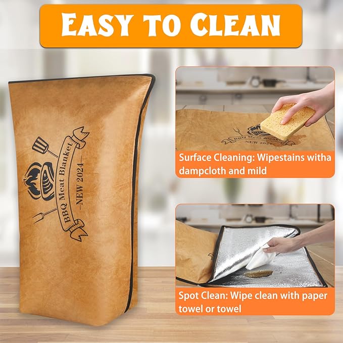 BBQ Blanket for Resting Meat, Reusable Reat Insulated Resting Bag, Smoker Meat Resting Blanket, Insulated Brisket Resting Blanket with Wide Mouth Perfect for Gifting, (BBQ Blanket 18in)