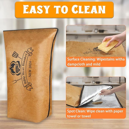 BBQ Blanket for Resting Meat, Reusable Reat Insulated Resting Bag, Smoker Meat Resting Blanket, Insulated Brisket Resting Blanket with Wide Mouth Perfect for Gifting, (BBQ Blanket 18in)