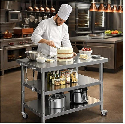 Stainless Steel Prep and Work Table with Wheels Kitchen,40x24in Multi-Size