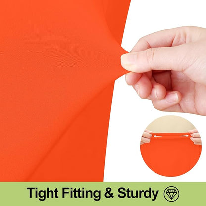 Smiry 2 Pack Spandex Elastic Fitted Table Cloth Skirt for 8FT Table | Stretch Washable Table Cloth, Banquet Table Cover for Wedding, Party, Indoor & Trade Shows, (Orange, 96Lx30Wx30H)