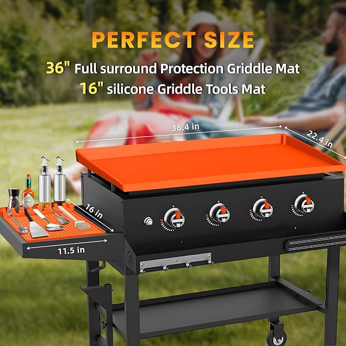TAOMAND 36" Blackstone Silicone Griddle Cover and 16" Blackstone Griddle Accessories | Comprehensive Protection | Thick & Durable | Reusable & Premium Food-Grade Silicone Grill Mat | from Dirt & Rust