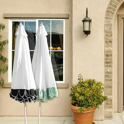 9Ft Elegant Valance Patio Umbrella, Outdoor Umbrellas for Patio with Auto-Tilt and Crank Systerm, Table Umbrella for Outdoors, Poolside,Beach, Backyard