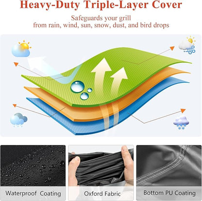 TheElves Grill Cover for 60 Inch Big Green Egg Grill Table, Outdoor Kitchen Island Covers Waterproof Heavy Duty for Kamado Ceramic Stand Prep Table Cart - 60" W x 30" D x 50" H