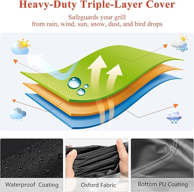 TheElves Outdoor Grill Covers Waterproof Heavy Duty for Char-Griller King-Griller E1816 Charcoal Grills and recteq RT-B380X Bullseye Deluxe Pellet Smoker Grills - 39" W x 23" D x 41" H