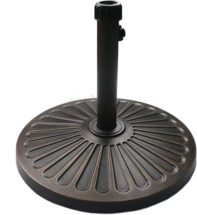 Sunnyglade 18" 30.2-lb Heavy Duty Round Patio Umbrella Base Antiqued Bronze | 30.2-Lb Resin Umbrella Base Keeps Patio Umbrellas Steady with An Elegant Bronze Finish, and 1.38"-1.8" Pole Fit