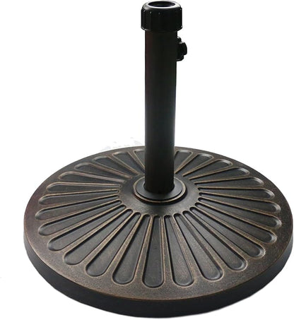 Sunnyglade 18" 30.2-lb Heavy Duty Round Patio Umbrella Base Antiqued Bronze | 30.2-Lb Resin Umbrella Base Keeps Patio Umbrellas Steady with An Elegant Bronze Finish, and 1.38"-1.8" Pole Fit