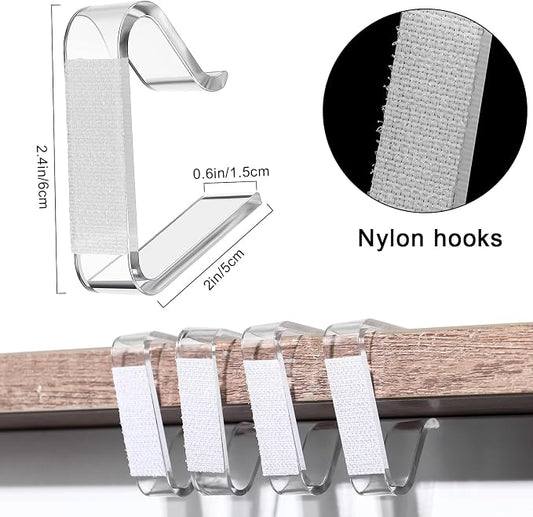 Yerliker 36 Pcs Clear Table Skirting Clips with Hook and Loop Plastic Tablecloth Clips for Meeting Party Indoor Outdoor Events