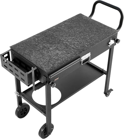 VEVOR Outdoor Grill Cart, 31.0 x 17.0 inch Tabletop Size Grilling Table, Foldable Outdoor Cooking Table with Tissue Holder, Wheels, Magnetic Tool Rack, BBQ Prep Tables for Picnic, Kitchen, Courtyard