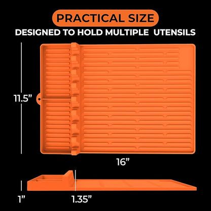 Griddle Buddy Tool Caddy - Premium Silicone BBQ Utensil Organizer, 8-Slot Holder for Kitchen & Grill, Heat Resistant & Non-Slip Mat, Protects Surfaces from Oil, Stains, & Scratches – 11.5" x 16"