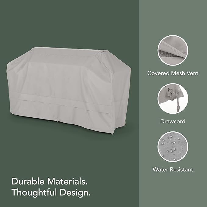 Covermates Island Grill Cover - Rip-Resistant Water-Resistant All-Weather Outdoor BBQ Cover with Mesh Vents, Heavy-Duty 600D Polyester Protection for Large Island Grills, 86 Inch, Ripstop Grey