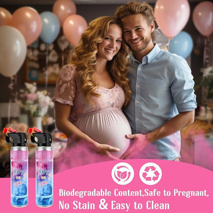 QIYVLOS Gender Reveal Fire Extinguisher 2 Packs, Gender Reveal Reveal Smoker Bomb, Baby Girl Reveal Party Ideas for Gender Reveal Decorations (Large, Pink)