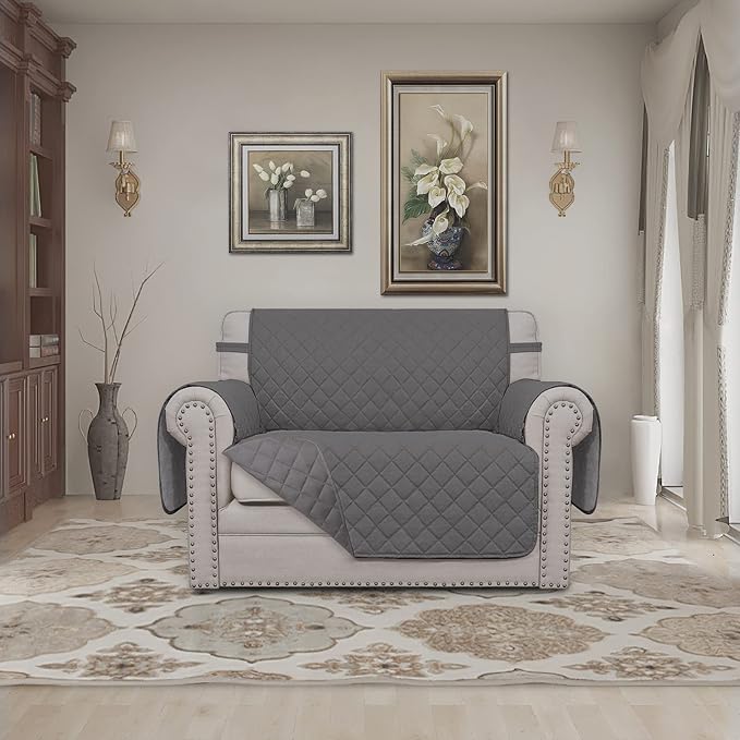 Easy-Going Reversible Couch Cover, Oversized Chair, Gray/Gray | Machine Washable Slipcover For Dogs, Water Resistant Furniture Mat For Living Room, Non-Slip Sofa Cover, Pet Friendly