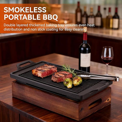 Small BBQ Grill, Tabletop Charcoal Grill Japanese Camping Grill Outdoor Firepit Grill Non Stick BBQ Grill for Travel Backyard Picnic Beach