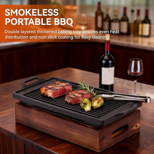Small BBQ Grill, Tabletop Charcoal Grill Japanese Camping Grill Outdoor Firepit Grill Non Stick BBQ Grill for Travel Backyard Picnic Beach