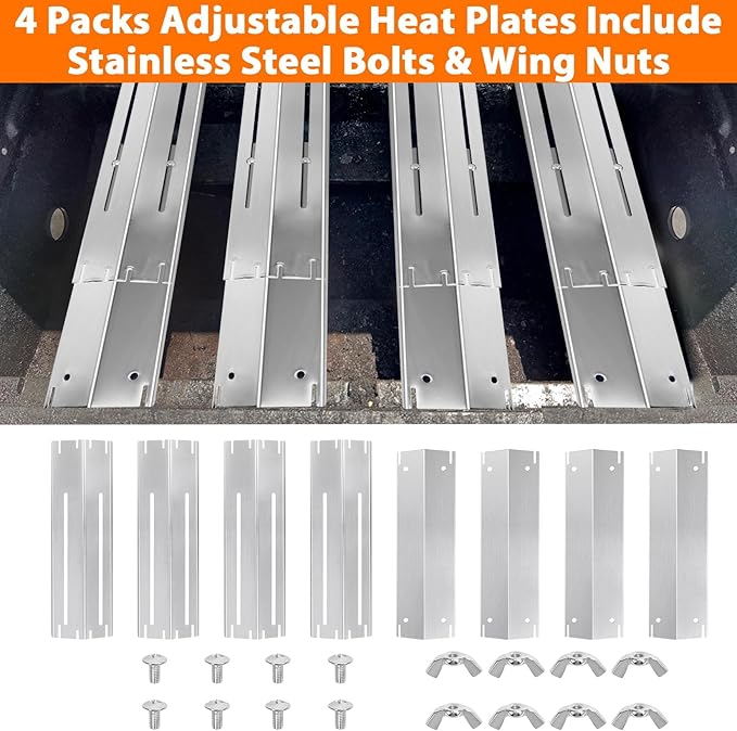 GasSaf Adjustable Grill Heat Plates Extend from 13.5" to 25" L, Longer Than 21" Heat Shield, Universal Replacement Parts for Expert Grill Parts, Charbroil Brinkmann Dyna-Glo Nexgrill Burner Covers