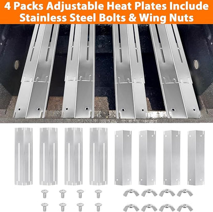 GasSaf Adjustable Grill Heat Plates Extend from 13.5" to 25" L, Longer Than 21" Heat Shield, Universal Replacement Parts for Expert Grill Parts, Charbroil Brinkmann Dyna-Glo Nexgrill Burner Covers