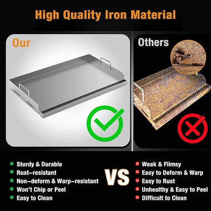 Griddle for Gas Grill, 25"x 16” Universal Fry Pan Metal Flat Top Griddle Plate for Gas Stove/Charcoal/Electric/Gas Grill, Large Stove Top Griddle Insert for Camping, Tailgating and Parties
