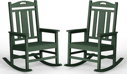 Ciokea Oversized Outdoor Rocking Chairs Set of 2, 380lbs Heavy-Duty Large Patio Rocker, High Back Cozy Porch Chairs, Weather Resistant Patio Rocking Chairs for Outside, Fire Pit, Deck, Forest