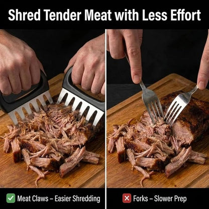 Meat Claws for Shredding Pulled Pork, Stainless Steel Meat Shredder Claws with Black Handles, Bear Claws Meat Shredder Tool for Chicken, Brisket, Turkey, Roasts, BBQ Smoker Grill Accessories, 2 Pack