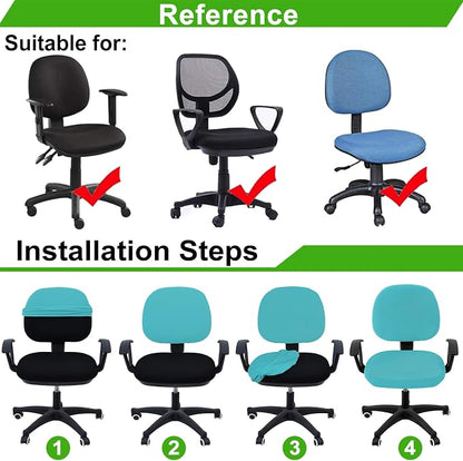 Smiry Office Computer Chair Covers for Desk Rotating Chair Protector | Stretch Jacquard Removable Washable Universal Slipcovers, Seat + Backrest Cover, Aqua