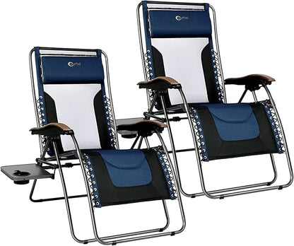 Portal Portable Zero Gravity Chair, Lounge Chair Outdoor Oversized Zero Gravity Chair Folding Lounge Chair with Adjustable Pillows and Cup Holder for Poolside Backyard and Lawn, Support 350lbs