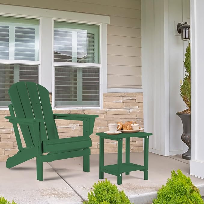 Apolimi Adirondack Outdoor Side Table, 2-Tier Sturdy Patio End Table Weather Resistant, 16.5" Solid Side Table for Patio, Pool, Porch