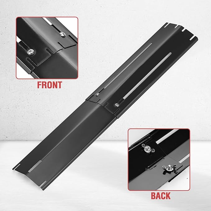 Adjustable Porcelain Steel Heat Plate Shield, Heat Tent Grill Parts for Charbroil Nexgrill, Backyard Grill, Brinkmann, Burner Cover Replacement for Gas Grills Extends from 11.7" up to 21" L, 4 Pack