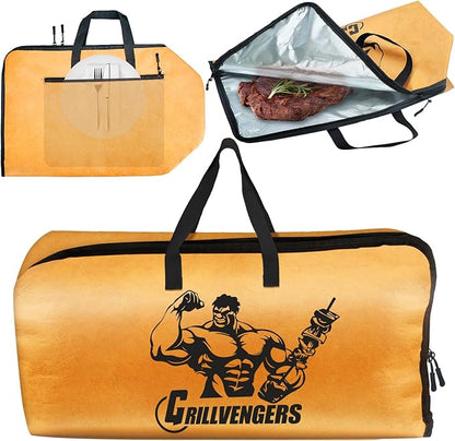 CINNIE&JHIN BBQ Blanket for Resting Meat, Smoking Meat Resting Bag, Reusable Meat Resting Blanket Suitable for Brisket, Steaks, Pork, Turkey, Perfect Grilling Gifts for Men(21in Khaki)
