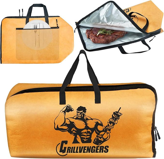 CINNIE&JHIN BBQ Blanket for Resting Meat, Smoking Meat Resting Bag, Reusable Meat Resting Blanket Suitable for Brisket, Steaks, Pork, Turkey, Perfect Grilling Gifts for Men(21in Khaki)